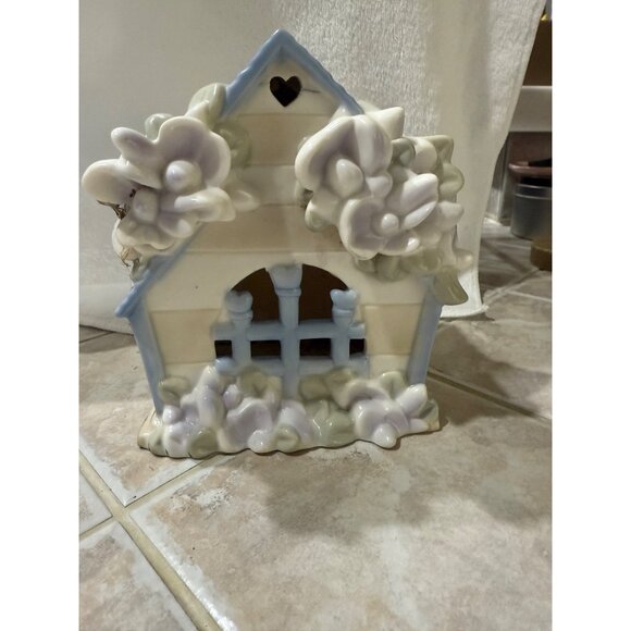 Porcelain Flower Night Light Boudoir Lamp Plug In Light Lavender petals 6 Inch N - Picture 1 of 11